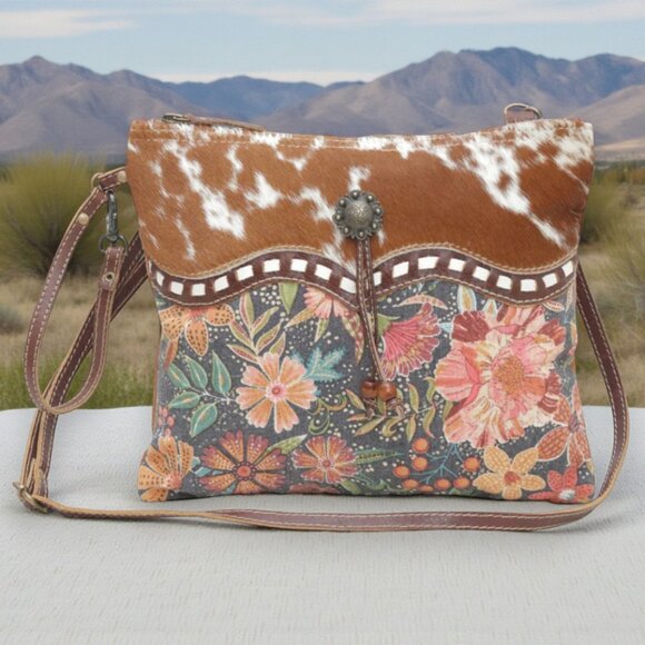 Myra Bag Handbags - Myra Bag Leather & Hairon Wristlet Crossbody Bag "Dusa" - New